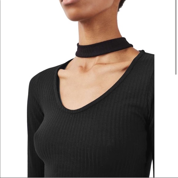 Topshop choker crop long sleeve top - Picture 2 of 7